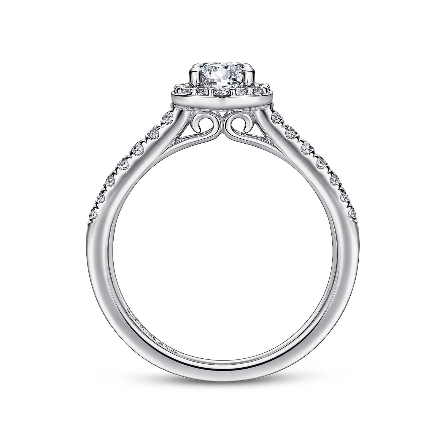 Lyla - 14K White Gold Round Halo Diamond Engagement Ring - 0.25 ct - Shot 2