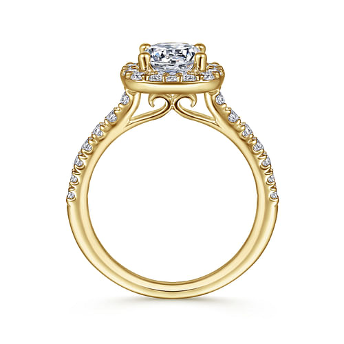 Lyla - 14K Yellow Gold Cushion Halo Round Diamond Engagement Ring - 0.52 ct - Shot 2