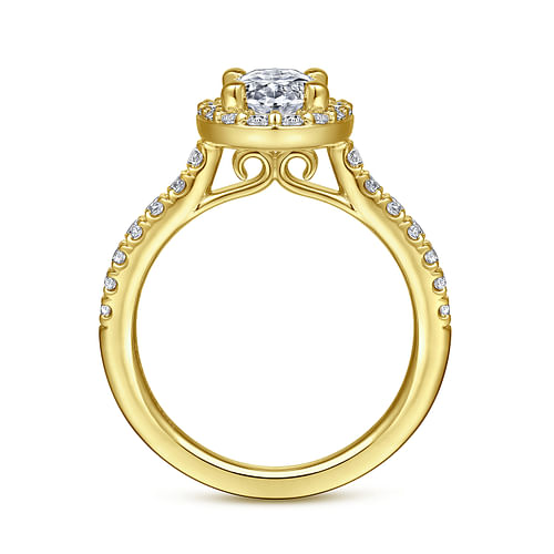 Lyla - 14K Yellow Gold Oval Halo Diamond Engagement Ring - 0.5 ct - Shot 2