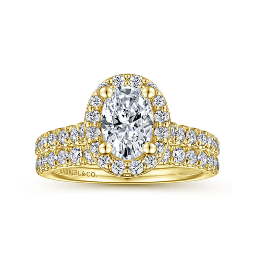 Lyla - 14K Yellow Gold Oval Halo Diamond Engagement Ring - 0.5 ct - Shot 4