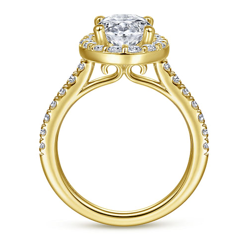 Lyla - 14K Yellow Gold Oval Halo Diamond Engagement Ring - 0.8 ct - Shot 2