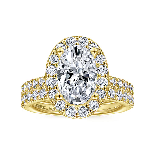 Lyla - 14K Yellow Gold Oval Halo Diamond Engagement Ring - 0.8 ct - Shot 4