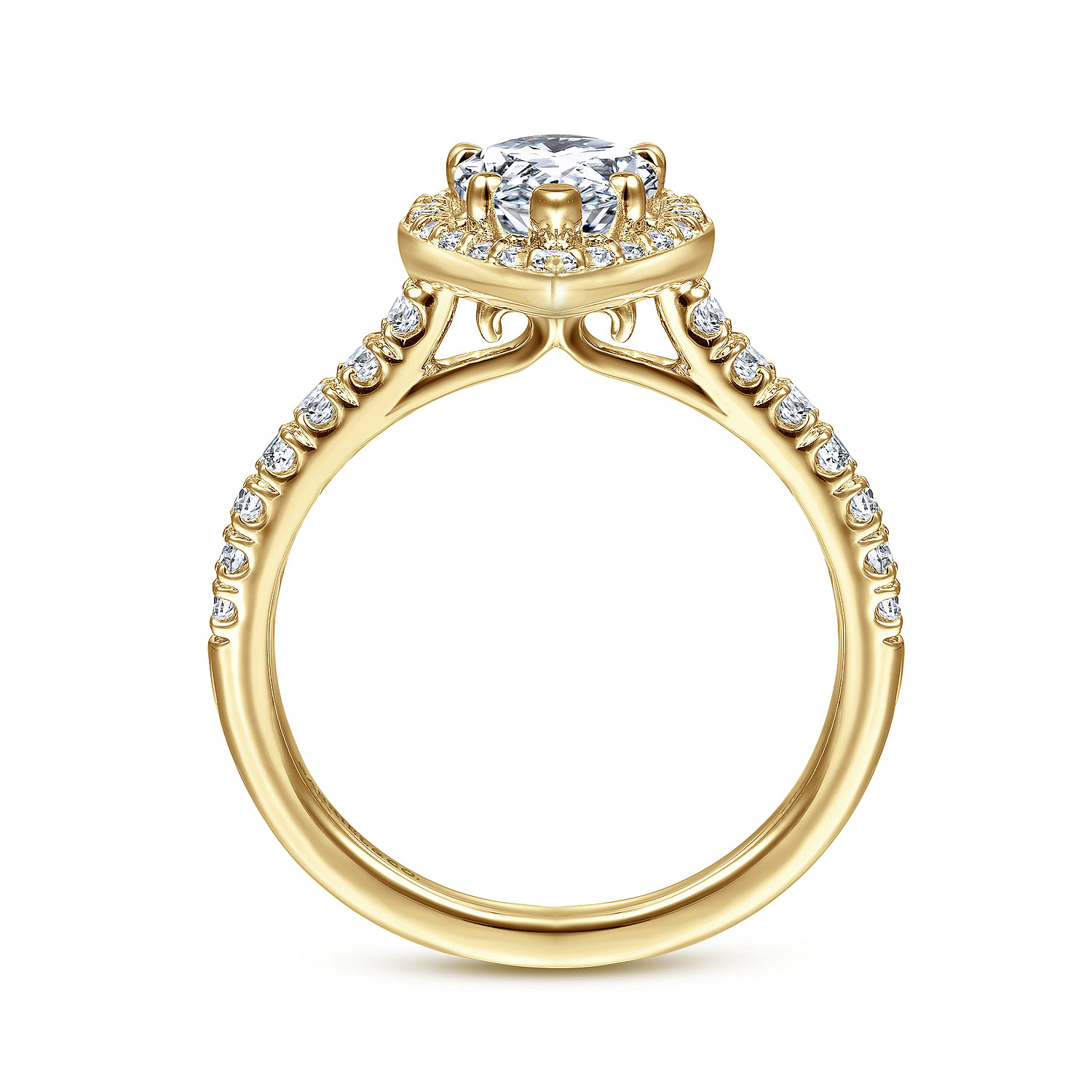 Lyla - 14K Yellow Gold Pear Shape Halo Diamond Engagement Ring - 0.44 ct - Shot 2