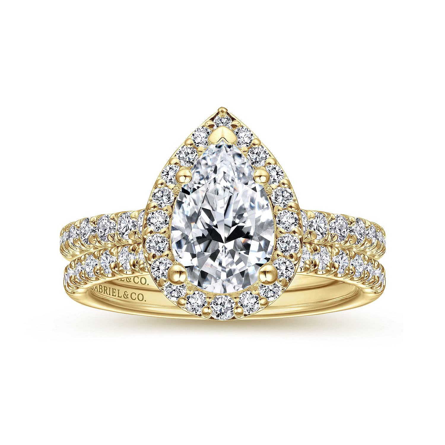 Lyla - 14K Yellow Gold Pear Shape Halo Diamond Engagement Ring - 0.44 ct - Shot 4