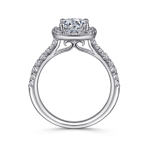 Lyla - Platinum Cushion Halo Round Diamond Engagement Ring - 0.52 ct - Shot 2