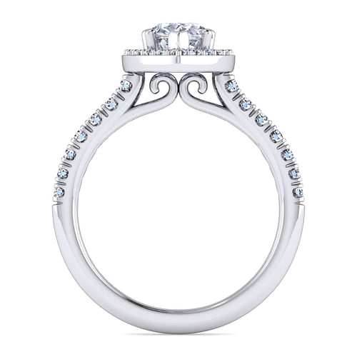 Lyla - Platinum Pear Shape Halo Diamond Engagement Ring - 0.44 ct - Shot 2