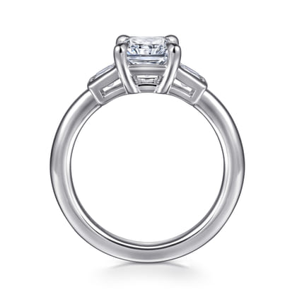 Lyon - 14K White Gold Radiant Cut Three Stone Diamond Engagement Ring