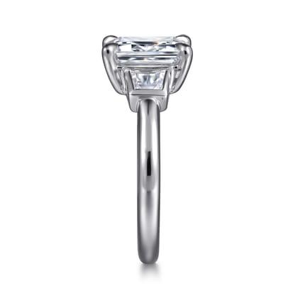Lyon - 14K White Gold Radiant Cut Three Stone Diamond Engagement Ring