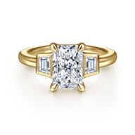 Lyon - 14K Yellow Gold Radiant Cut Three Stone Diamond Engagement Ring