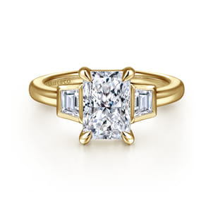 Lyon - 14K Yellow Gold Radiant Cut Three Stone Diamond Engagement Ring