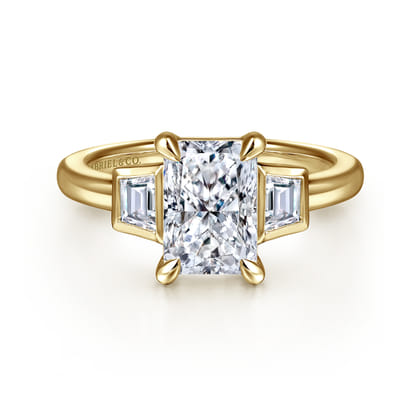 Lyon - 14K Yellow Gold Radiant Cut Three Stone Diamond Engagement Ring