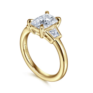 Lyon - 14K Yellow Gold Radiant Cut Three Stone Diamond Engagement Ring