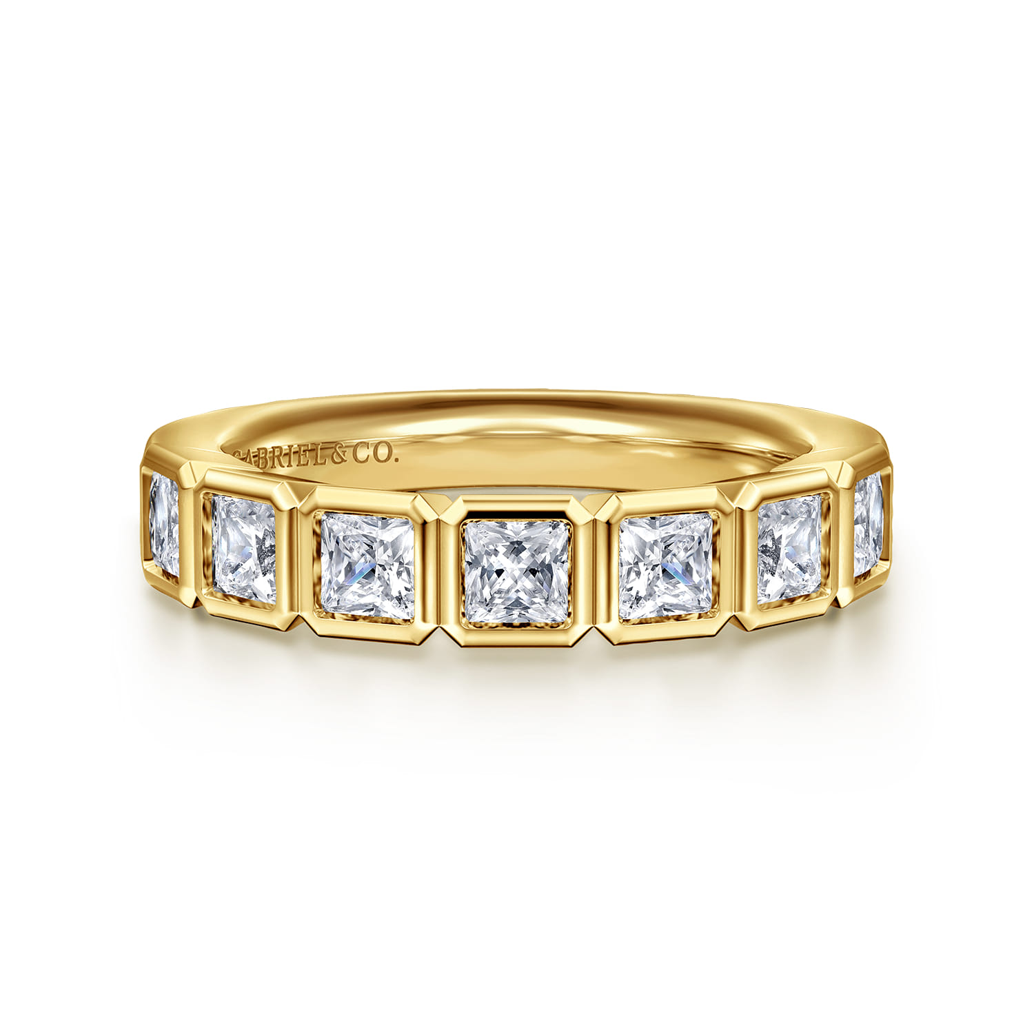 Fancy Wedding Ring in 14k Yellow Gold with Princess Cut Natural Diamond at Gabriel & Co. - Shot 1