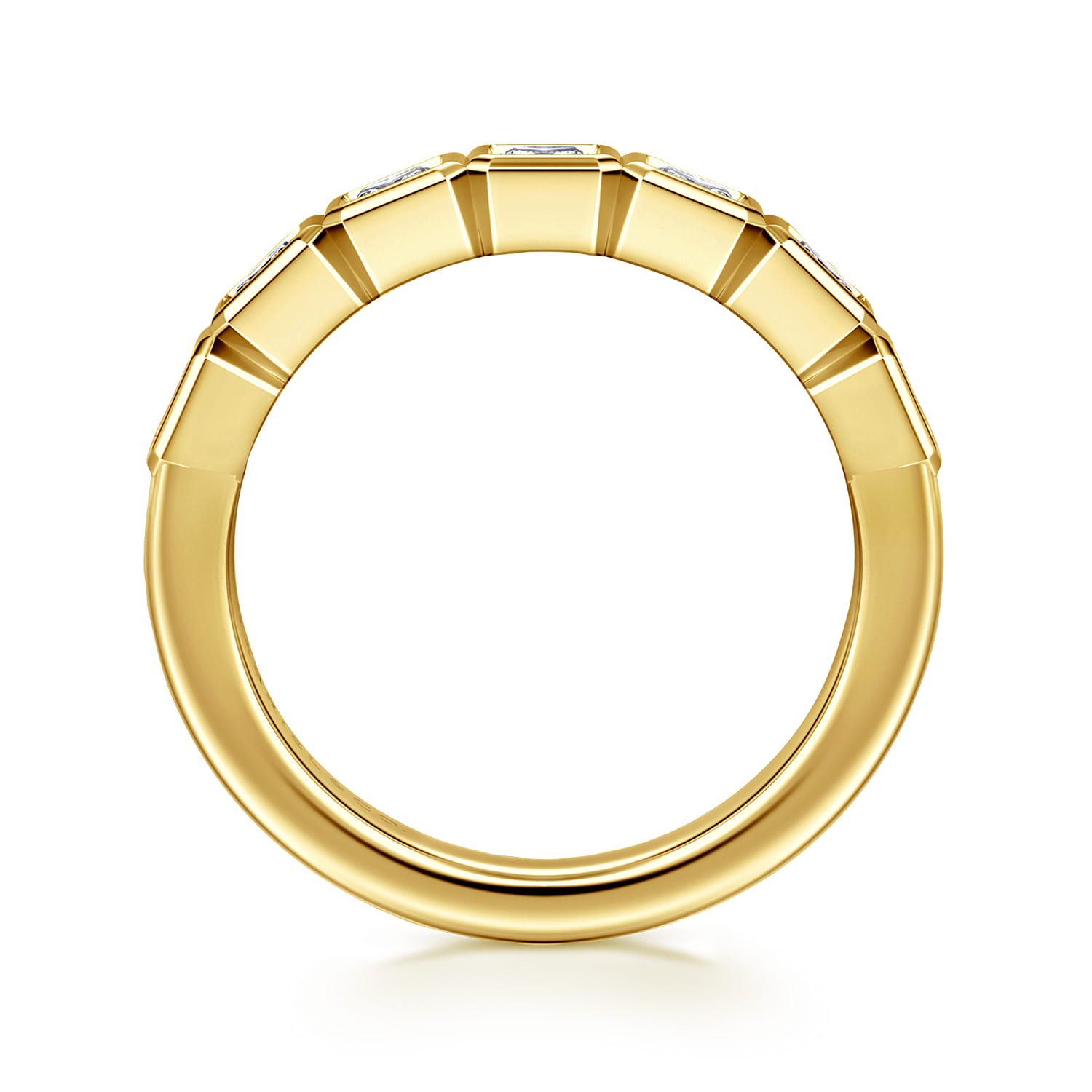 Fancy Wedding Ring in 14k Yellow Gold with Princess Cut Natural Diamond at Gabriel & Co. - Shot 2
