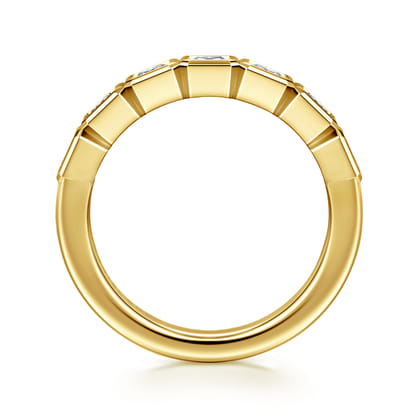 Lyricah - 14K Yellow Gold 7 Stone Bezel Princess Cut Diamond Anniversary Band