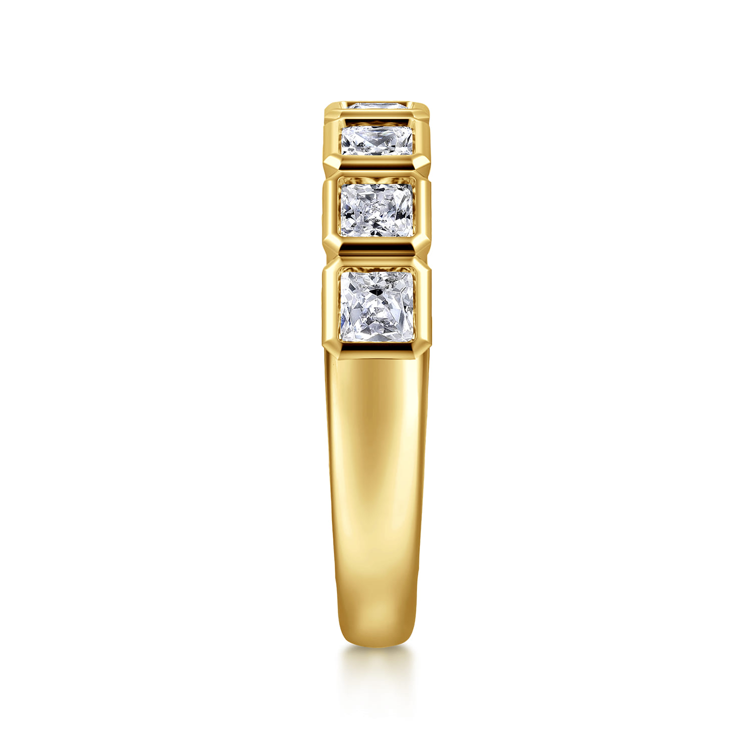 Fancy Wedding Ring in 14k Yellow Gold with Princess Cut Natural Diamond at Gabriel & Co. - Shot 4