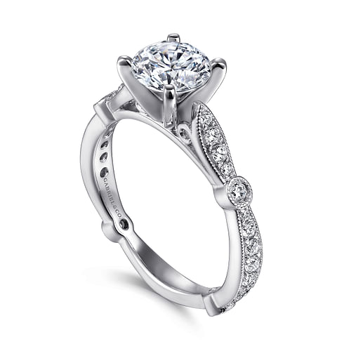 Mabel - 14K White Gold Round Diamond Engagement Ring - 0.35 ct - Shot 3