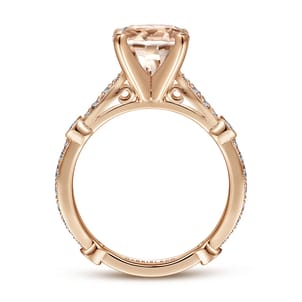 Mabel - Vintage Inspired 14K Rose Gold Round Morganite and Diamond Engagement Ring
