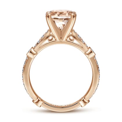 Mabel - Vintage Inspired 14K Rose Gold Round Morganite and Diamond Engagement Ring