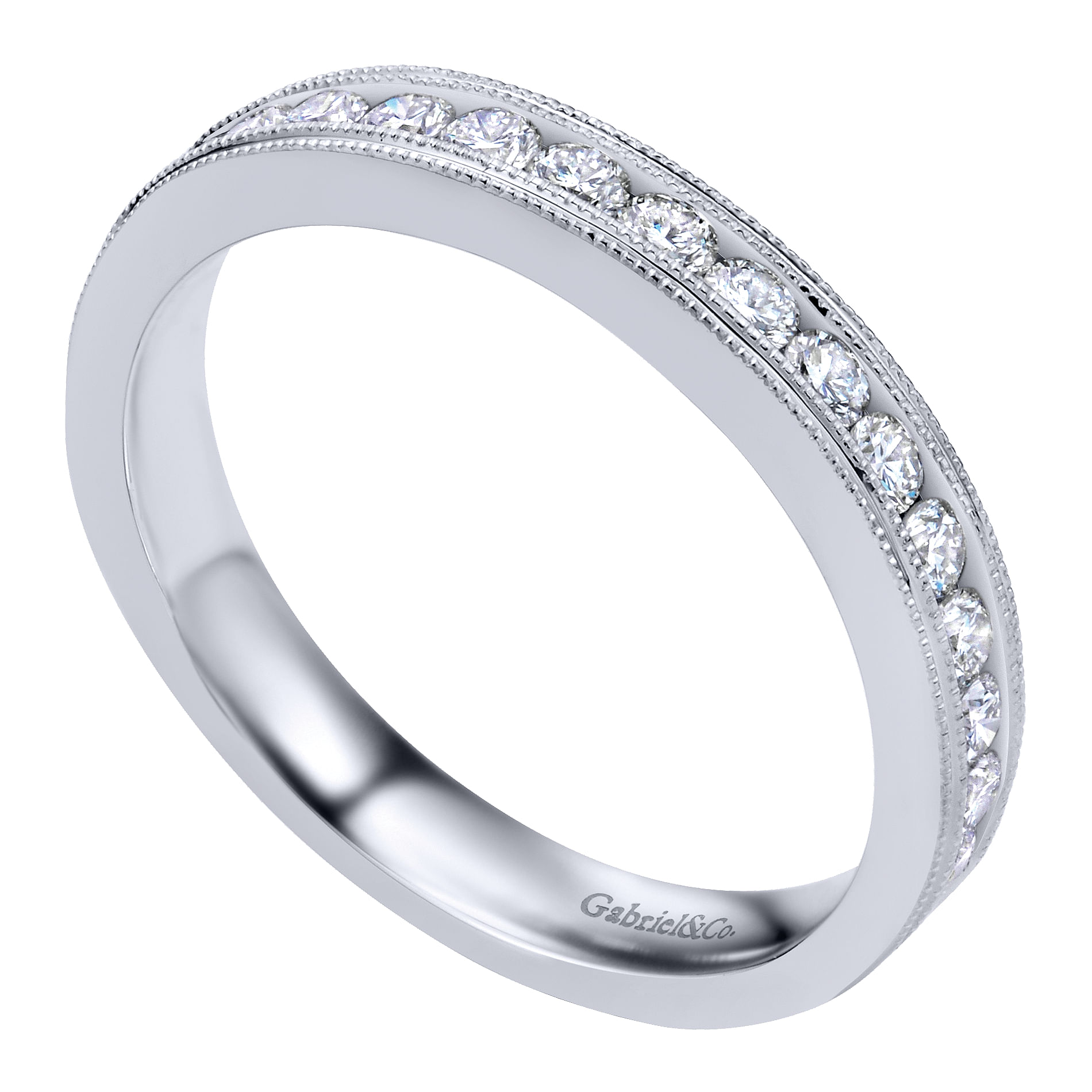 Macao - Vintage Inspired 14K White Gold Channel Set Diamond Anniversary Band - 0.5 ct - Shot 3