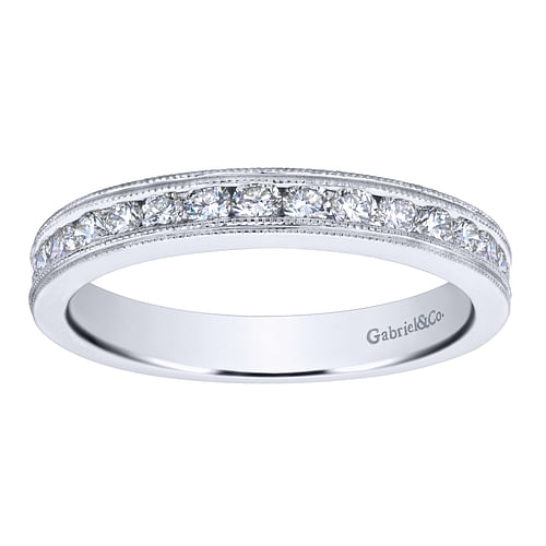 Macao - Vintage Inspired 14K White Gold Channel Set Diamond Anniversary Band - 0.5 ct - Shot 4
