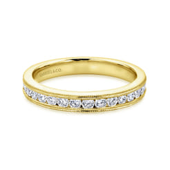 Macao - Vintage Inspired 14K Yellow Gold Channel Set Diamond Anniversary Band