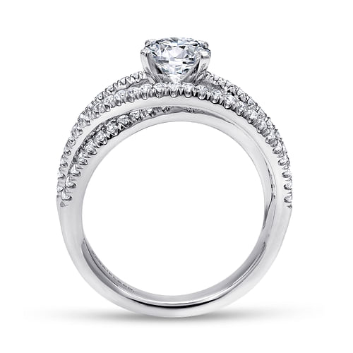 Mackenzie - 14K White Gold Round Free Form Diamond Engagement Ring - 0.54 ct - Shot 2