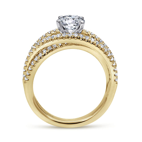 Mackenzie - 14K White-Yellow Gold Split Shank Round Diamond Engagement Ring - 0.54 ct - Shot 2