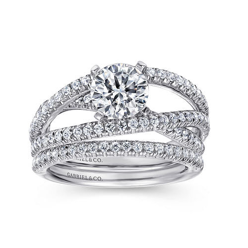 Mackenzie - Platinum Round Free Form Diamond Engagement Ring - 0.54 ct - Shot 4