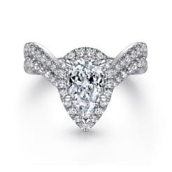 Madeleine - 14K White Gold Pear Shape Halo Diamond Engagement Ring