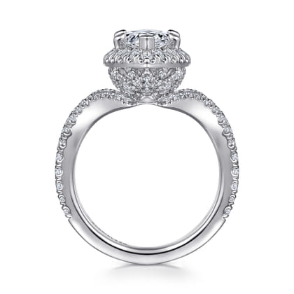 Madeleine - 14K White Gold Pear Shape Halo Diamond Engagement Ring