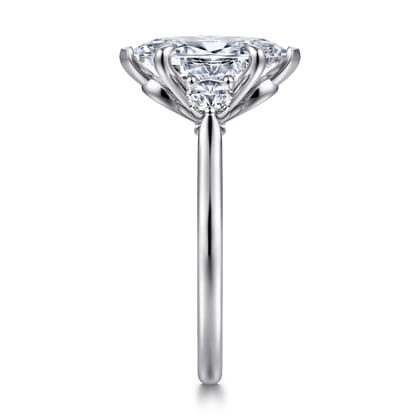 Madison - 14K White Gold Marquise Shape Three Stone Lotus Diamond Engagement Ring