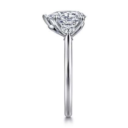 Madison - 14K White Gold Pear Shape Three Stone Lotus Diamond Engagement Ring