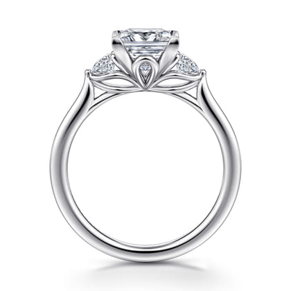 Madison - 14K White Gold Princess Cut Three Stone Lotus Diamond Engagement Ring