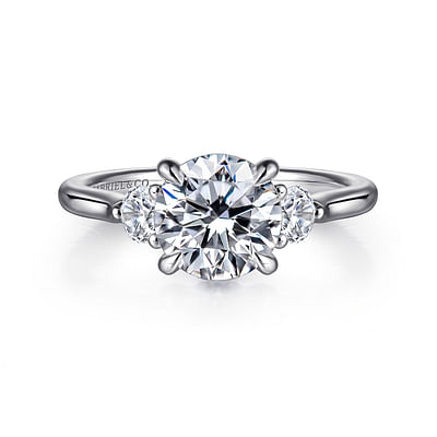 Madison - 14K White Gold Round Three Stone Diamond Engagement Ring