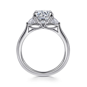Madison - 14K White Gold Round Three Stone Lotus Diamond Engagement Ring