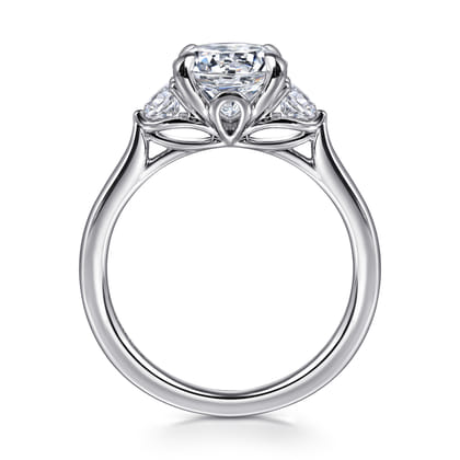 Madison - 14K White Gold Round Three Stone Lotus Diamond Engagement Ring