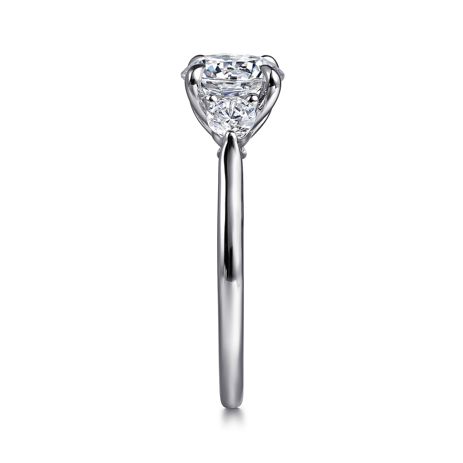 Madison - 14K White Gold Round Three Stone Lotus Diamond Engagement Ring