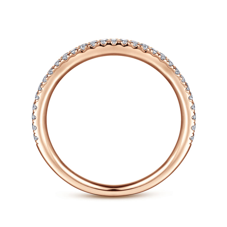 Straight Wedding Ring in 14k Rose Gold with Round Natural Diamond at Gabriel & Co. - Shot 2