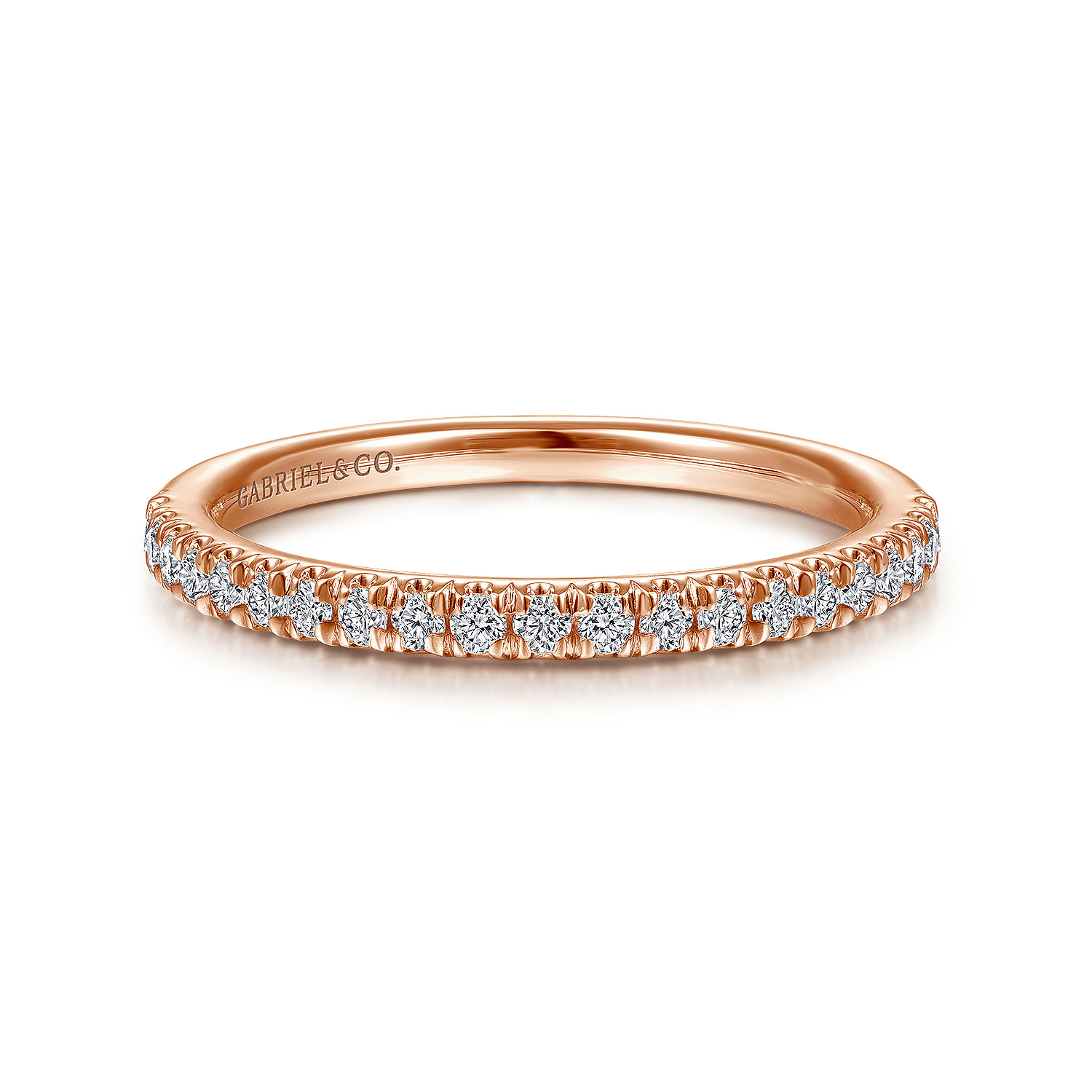 Madrid - 14K Rose Gold French Pave Diamond Wedding Band