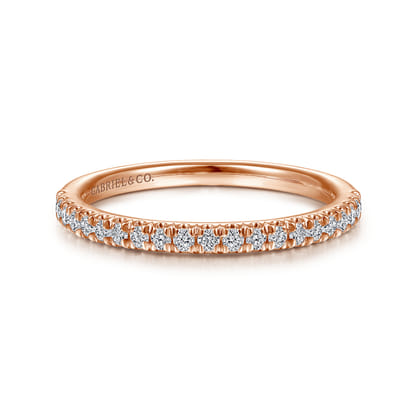 Madrid - 14K Rose Gold French Pave Diamond Wedding Band