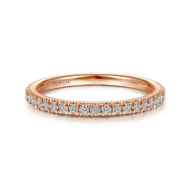 Straight Wedding Ring in 14k Rose Gold with Round Natural Diamond at Gabriel & Co. - Shot 1