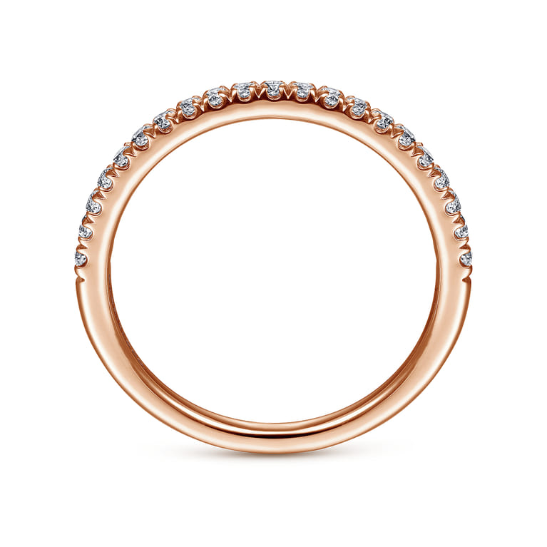 Straight Wedding Ring in 14k Rose Gold with Round Natural Diamond at Gabriel & Co. - Shot 2