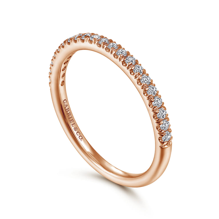 Straight Wedding Ring in 14k Rose Gold with Round Natural Diamond at Gabriel & Co. - Shot 3