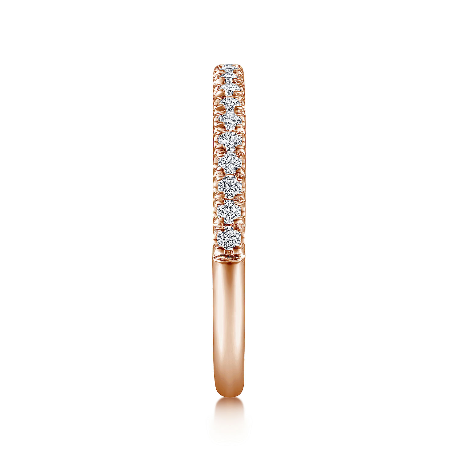 Madrid - 14K Rose Gold French Pave Diamond Wedding Band