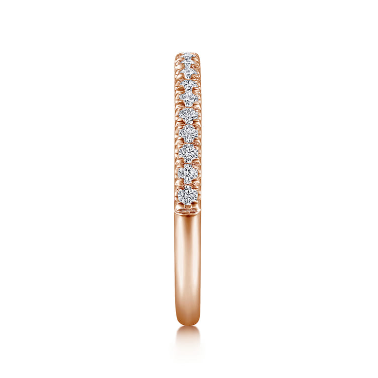 Straight Wedding Ring in 14k Rose Gold with Round Natural Diamond at Gabriel & Co. - Shot 4