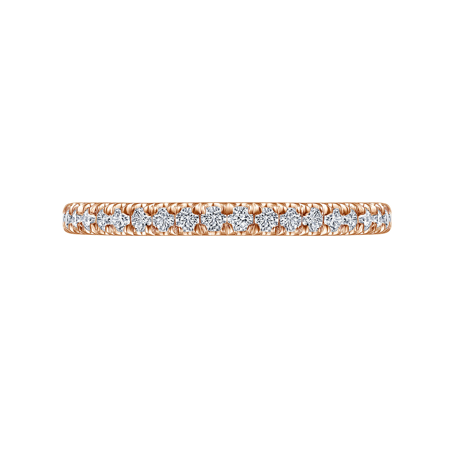 Madrid - 14K Rose Gold French Pave Diamond Wedding Band
