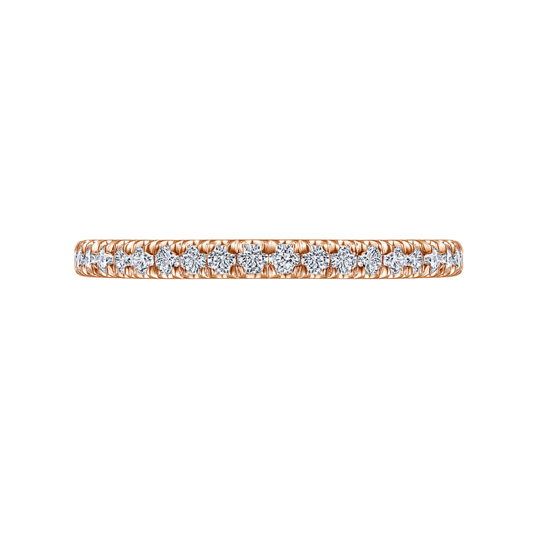 Straight Wedding Ring in 14k Rose Gold with Round Natural Diamond at Gabriel & Co. - Shot 5