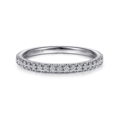 Madrid - 14K White Gold French Pave Diamond Wedding Band