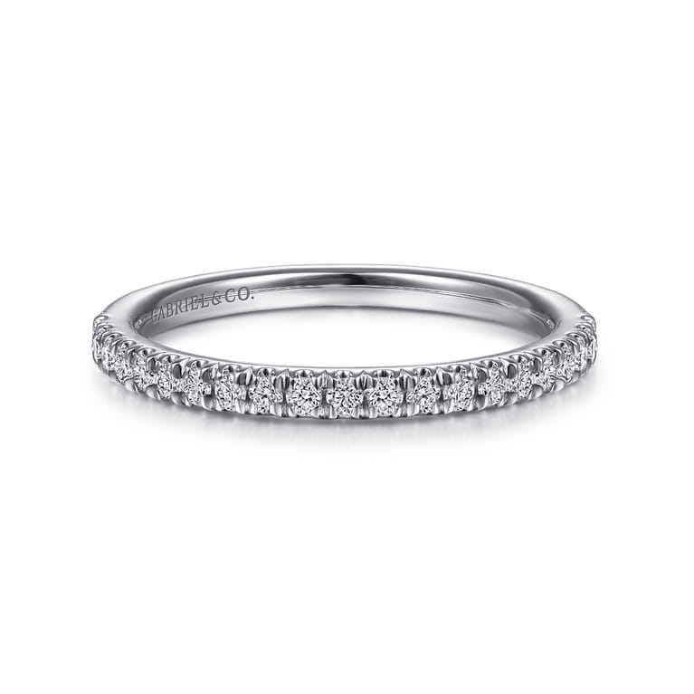 Straight Wedding Ring in 14k White Gold with Round Natural Diamond at Gabriel & Co. - Shot 1